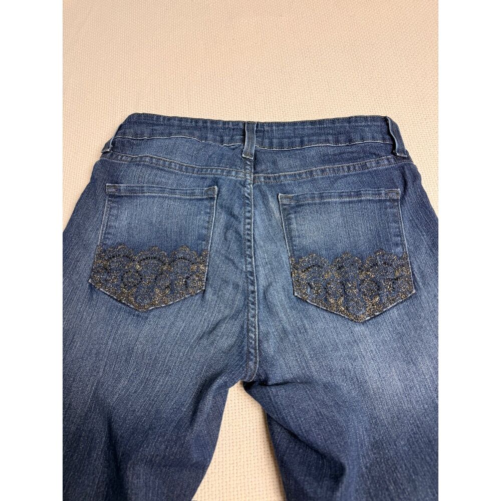 NYDJ Skinny Jeans Women's Size 6P Petite Dark Wash Stretch Denim Jeans lace